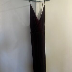 Fashion Nova Velvet Maxi Slip Dress in Burgundy